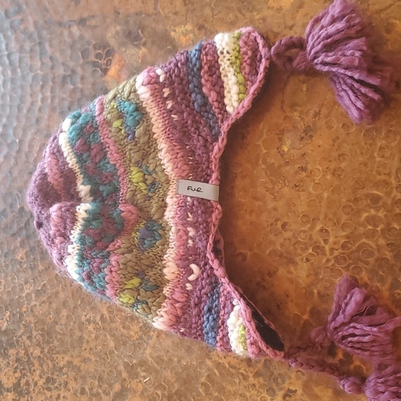 Fur Headwear Multicolored Wool Knit Earflaps with Tassels Hat - Picture 7 of 9